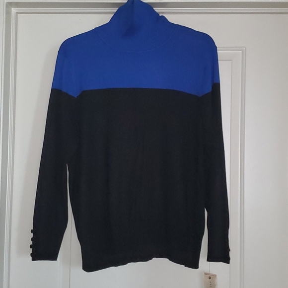 Retrology Sweaters - Royal blue and black turtleneck sweater